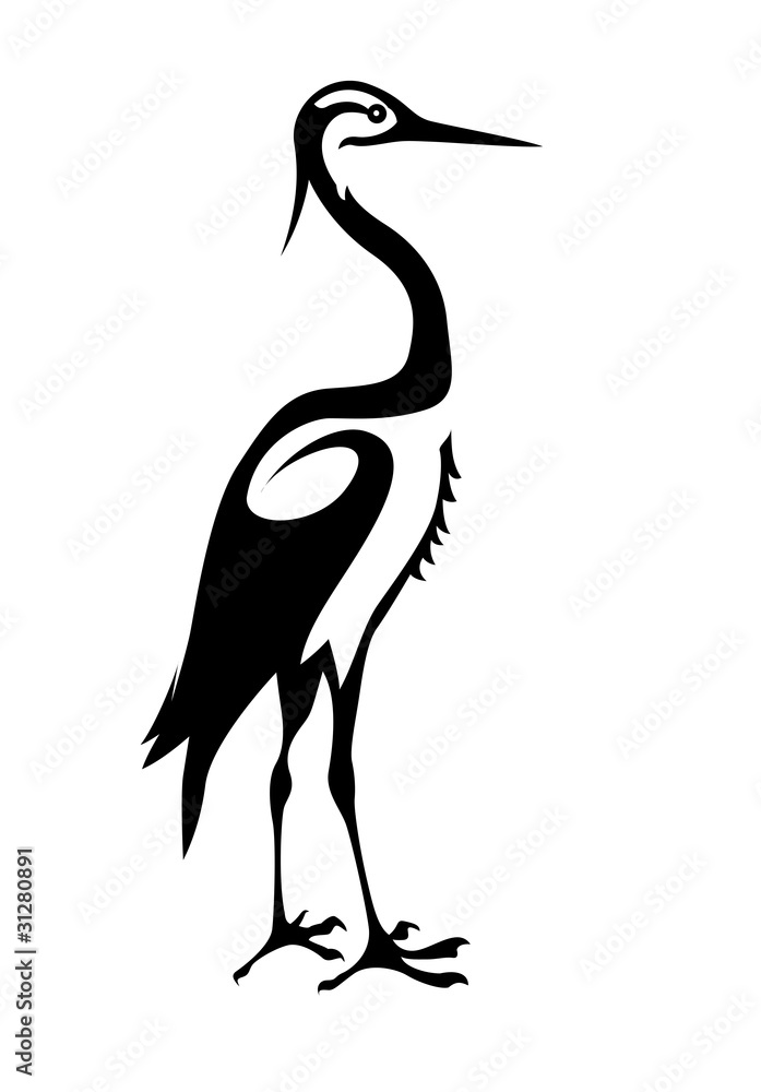 Fototapeta premium silhouette crane on white background