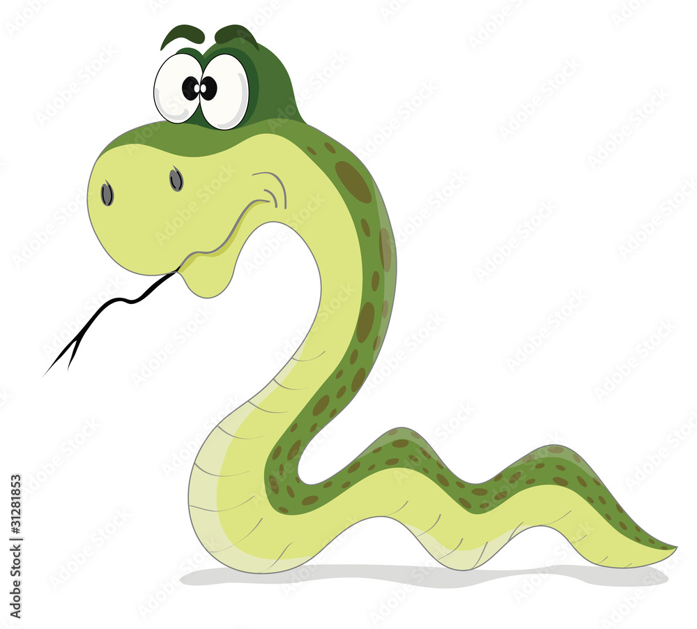 Fototapeta premium cartoon vector illustration of funny green snake