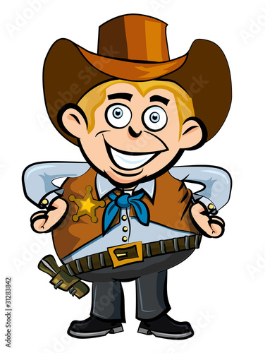 Cute cartoon cowboy smiling