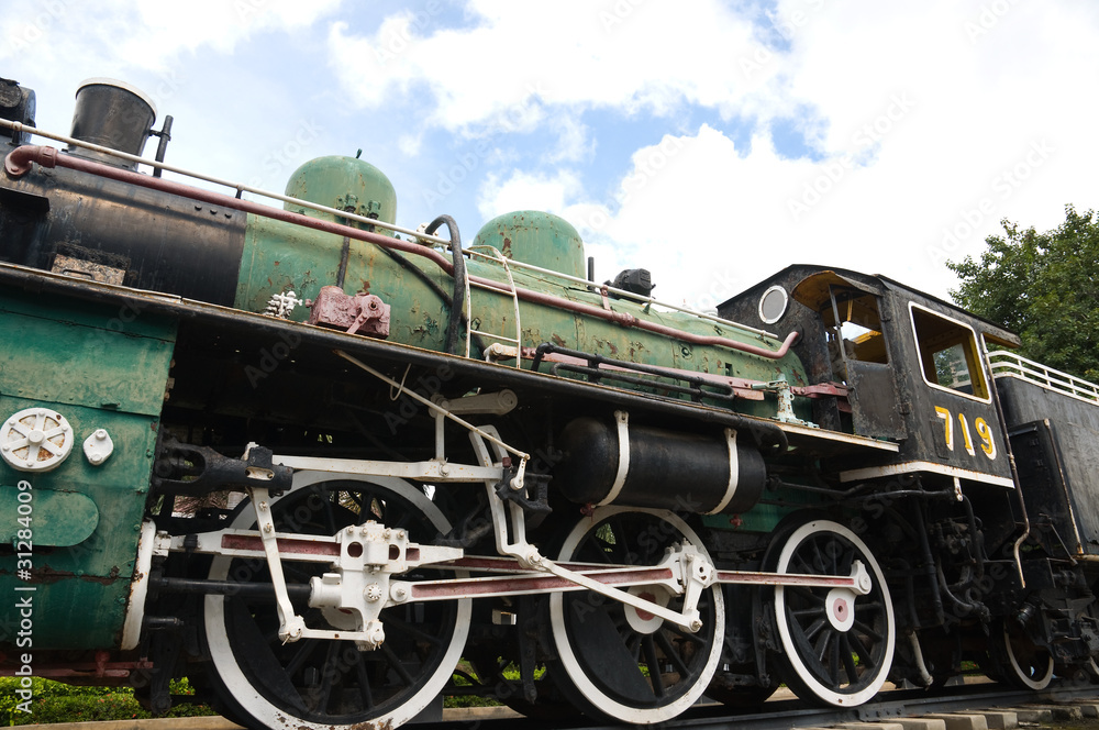 old train at river kwai bridge Kanchanaburi province Thailand