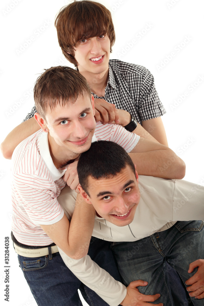 Fototapeta premium boys students happy group isolated on white