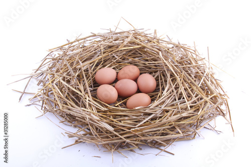 easter egg nest with straw