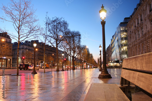 Paris Champs Elysee street in the evening photo