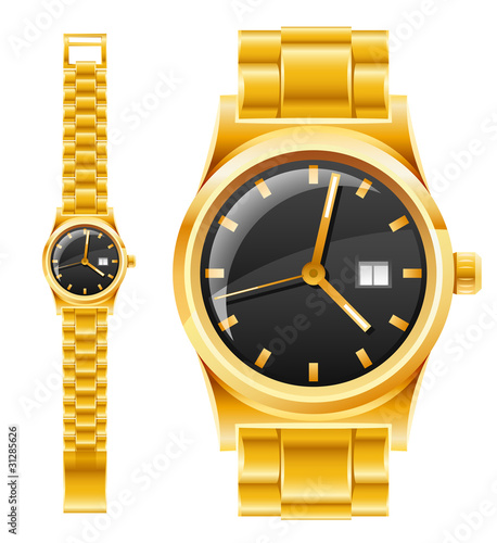 golden watch with bracelet