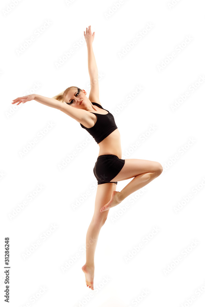 teen girl dancer isolated on white