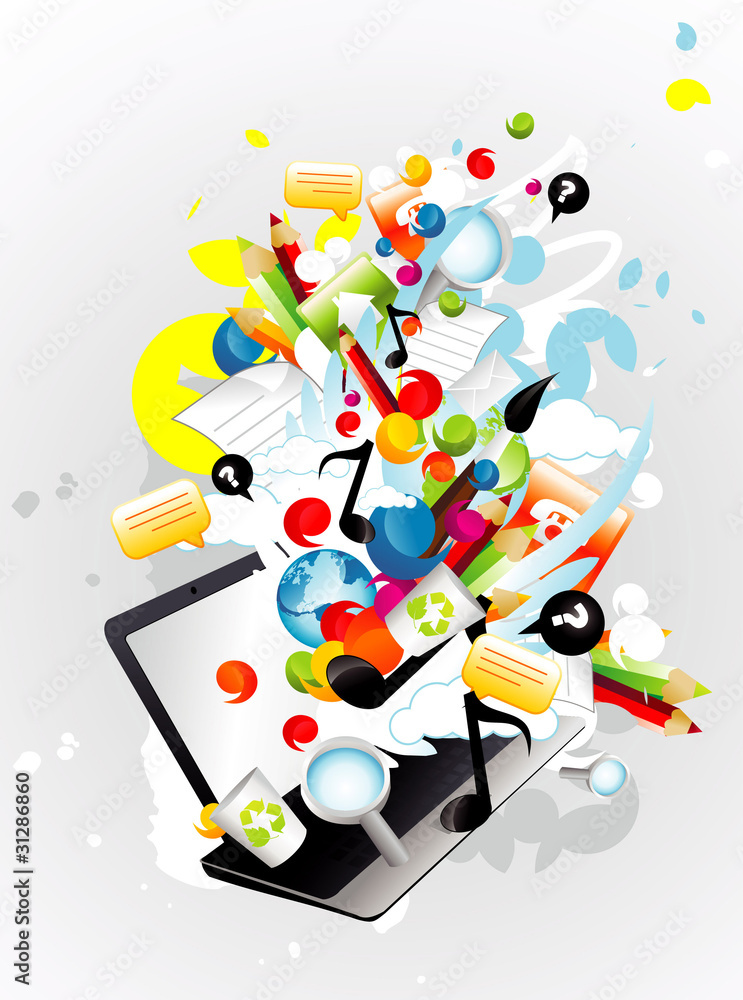 Obraz premium laptop elements abstract composition