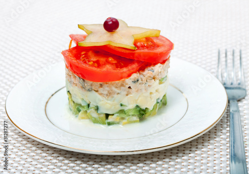Salad of vegetables and fish tuna
