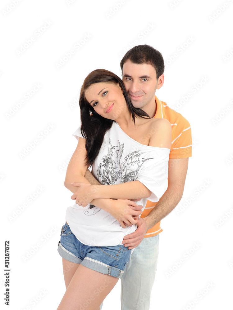 sweet young summer couple in love having fun. isolated sweet young summer couple in love having fun. isolated