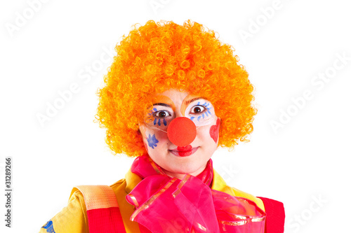 girl clown in colorful costume