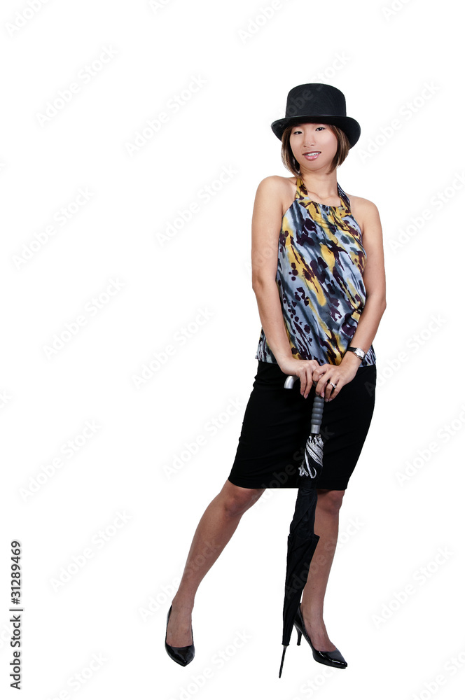 Asian Woman Wearing a Top hat Asian Woman Wearing a Top hat
