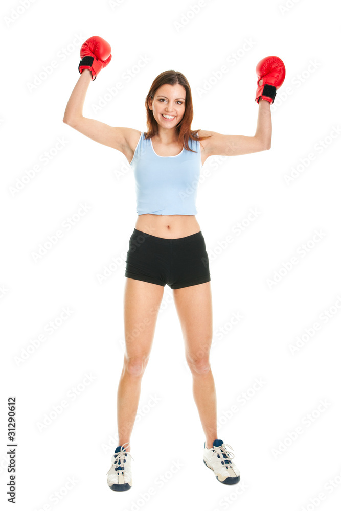 Beautiful woman practicing boxing Beautiful woman practicing boxing