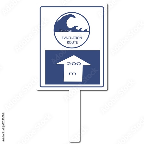 panneau route évacuation tsunami