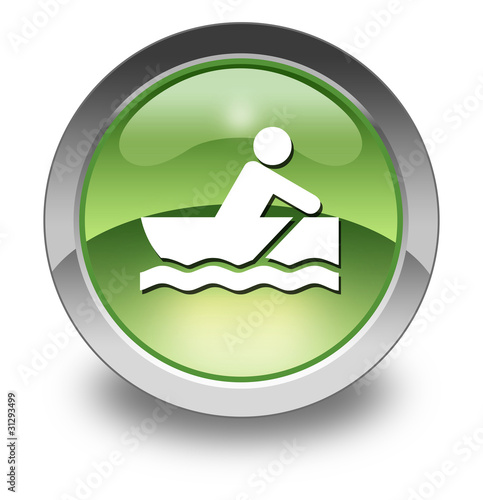 Green Glossy Pictogram "Rowboating"