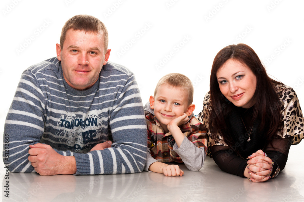 Portrait of a young happy smiling family Portrait of a young happy smiling family