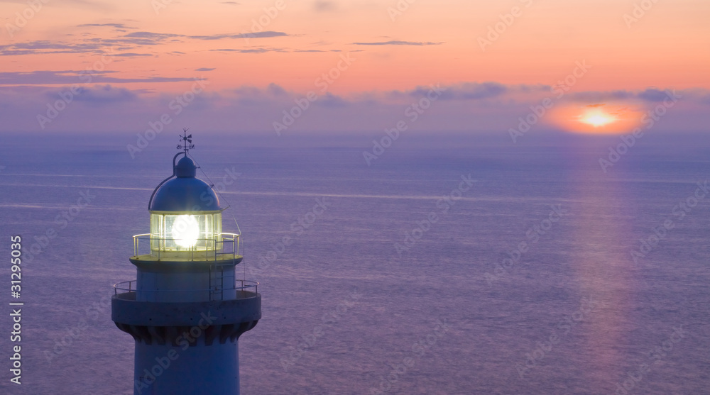 Sunset at the Lighthouse Igueldo, Cantabrian Sea