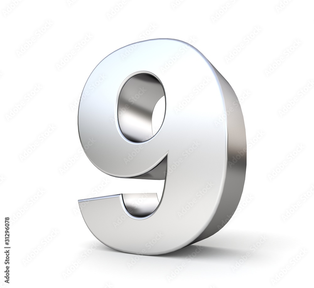 3D metal number 9 3D metal number 9