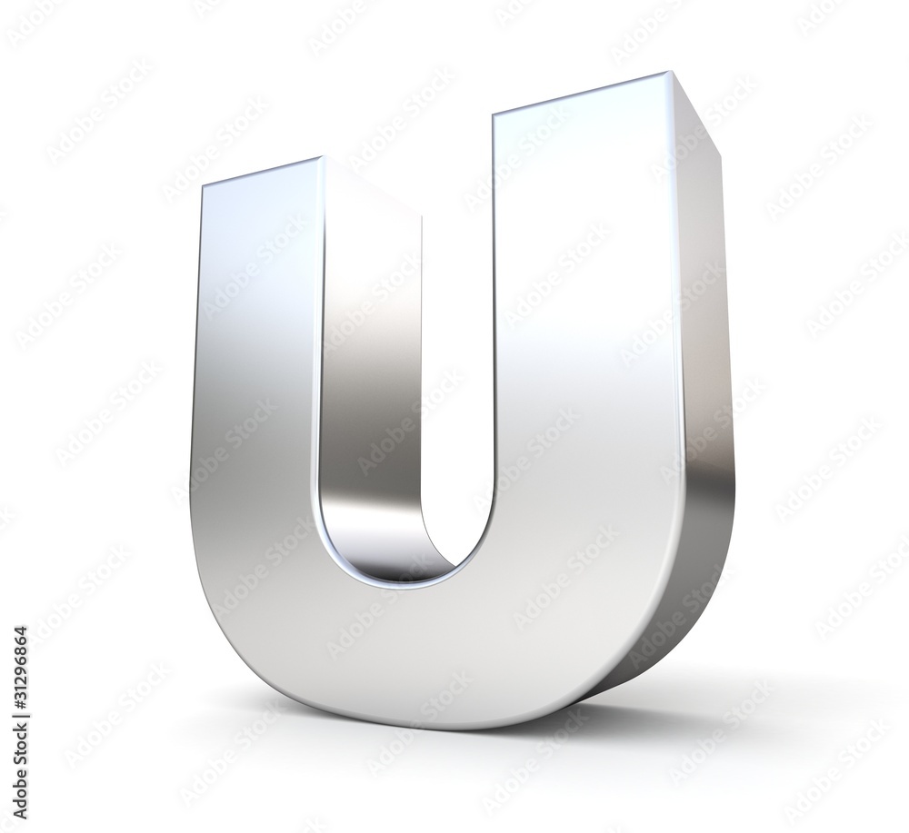 3d metal letter u 3d metal letter u