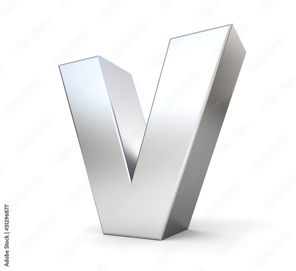 Obraz premium 3d metal letter v