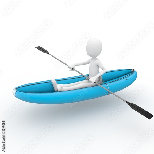 3d man rafting with kayak