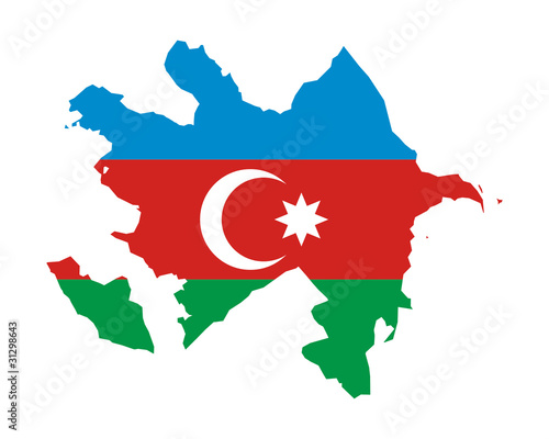 Azerbaijan flag on map