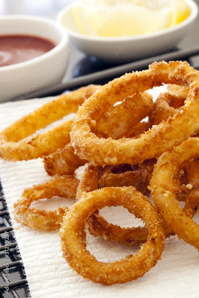 Fried Onion Rings with Ketchup and Lemon Fried Onion Rings with Ketchup and Lemon