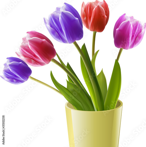 Fototapeta Naklejka Na Ścianę i Meble -  Tulips in a yellow vase