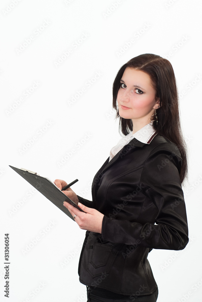 beautiful woman in a black business suit beautiful woman in a black business suit