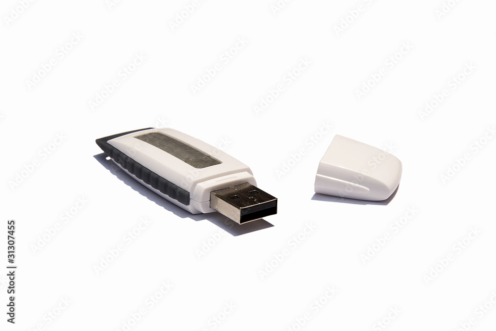 White flash drive on white background White flash drive on white background