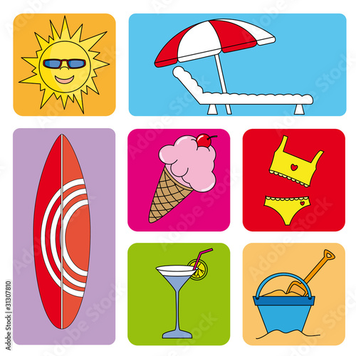 summer icons set