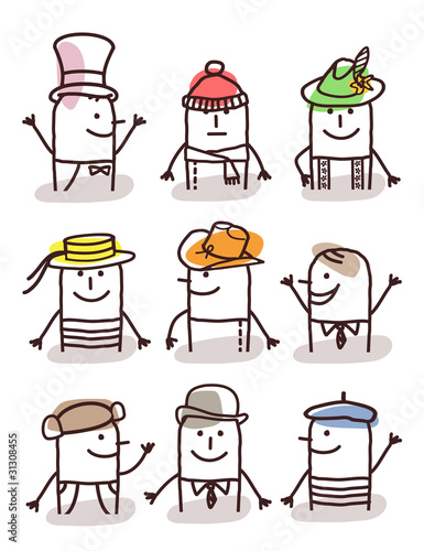 set of male avatars - hats and traditions