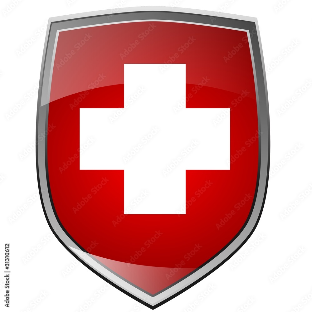 Obraz premium Shield with the flag of Switzerland