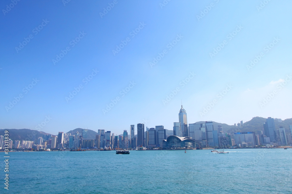 Hong Kong island, photo taken from Victoria Harbor