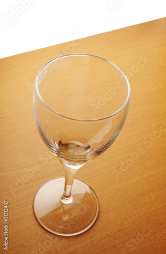 Empty glass on the wooden table