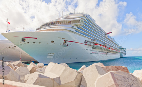 Cruise Ship in Port at St. Maarten, Caribbean © Ruth P. Peterkin