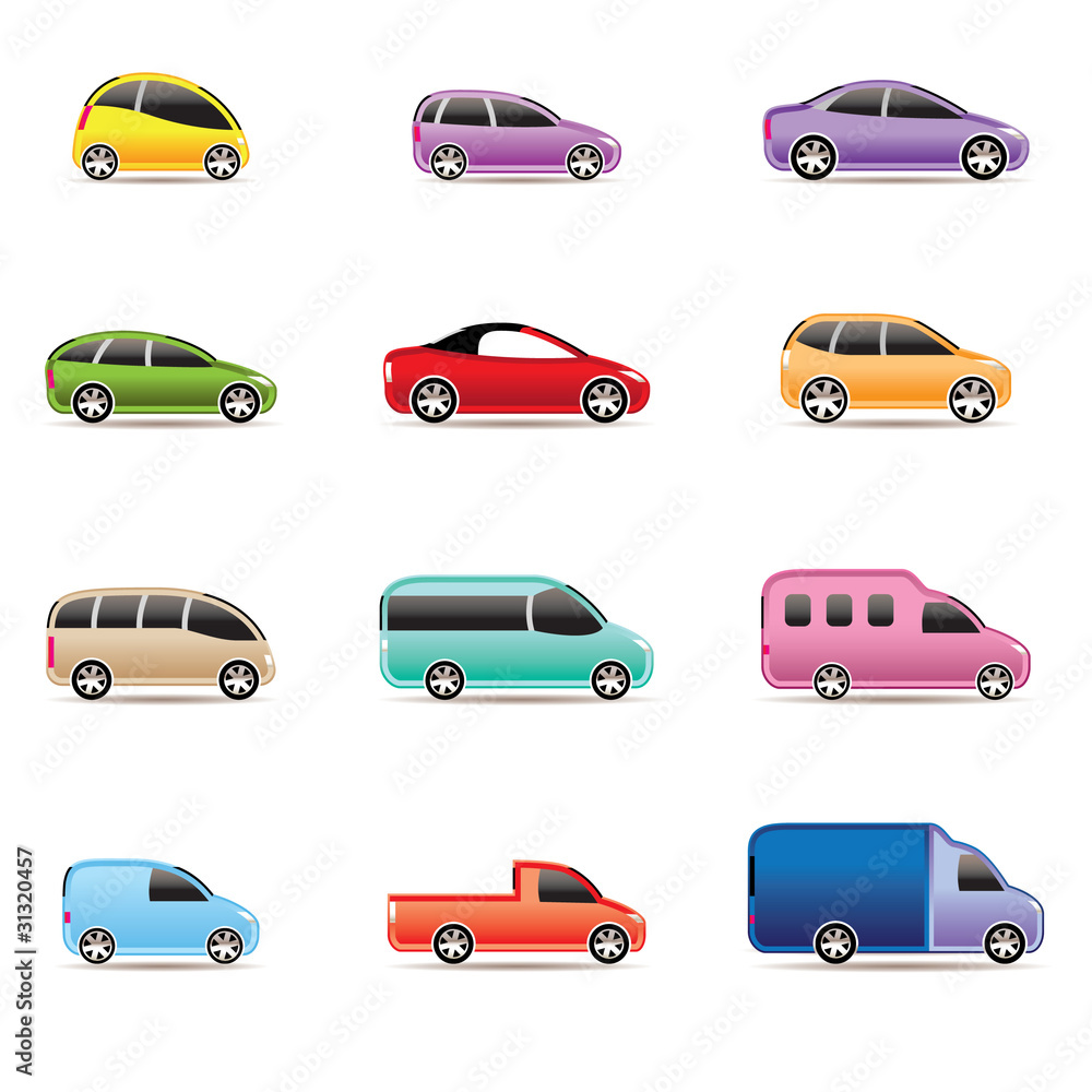 Fototapeta premium different types of cars icons - Vector icon set
