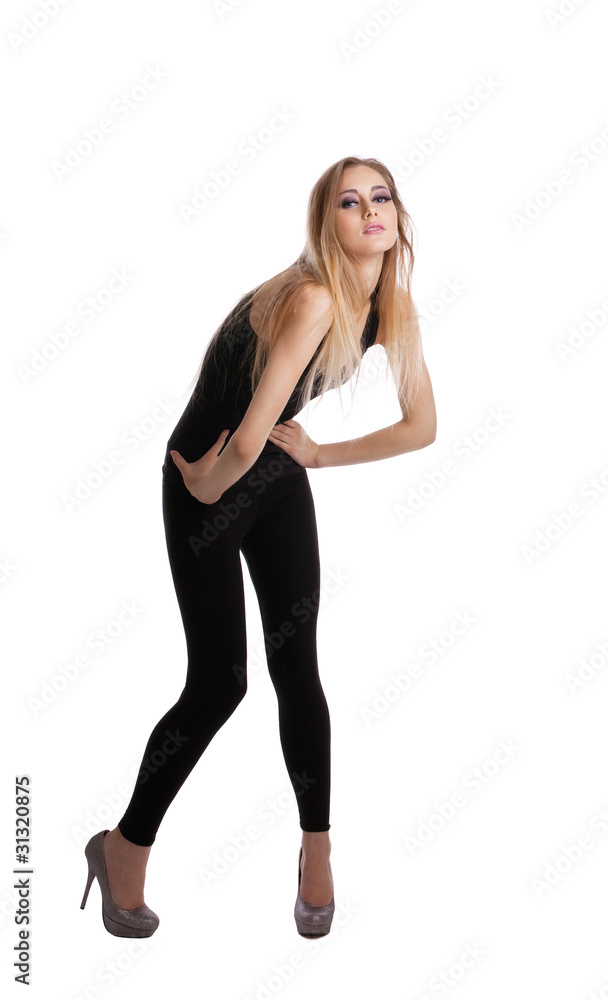 Young girl in dance look at camera