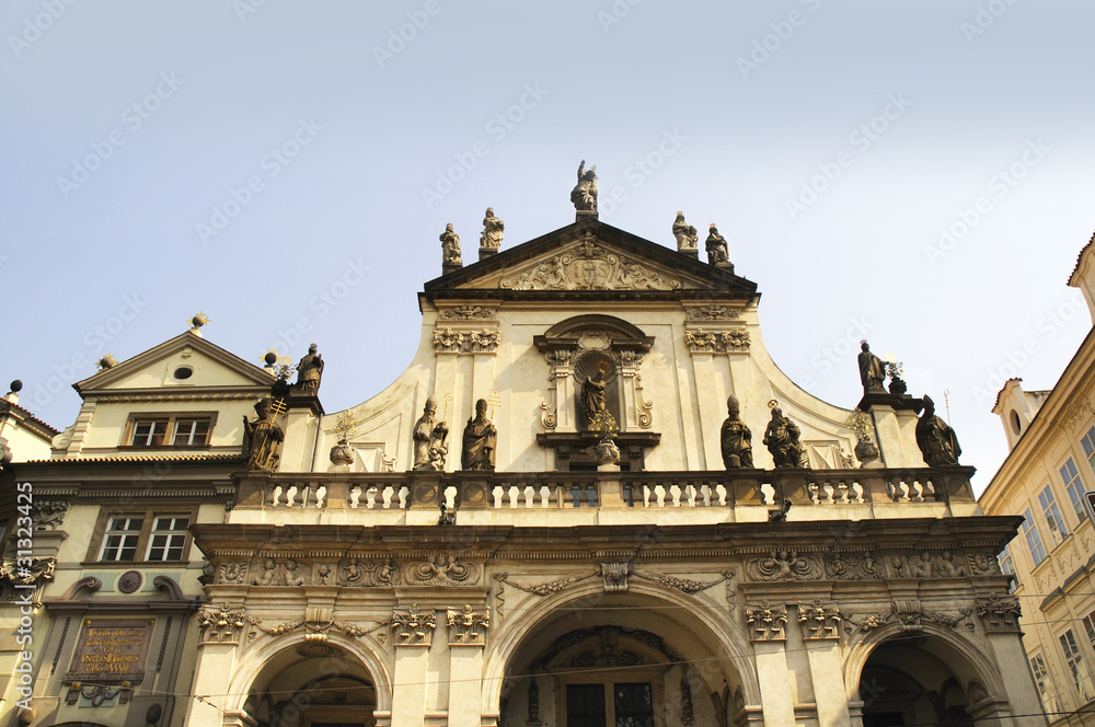 Ornate Facade of building in Prague in Czech Republic,Europe