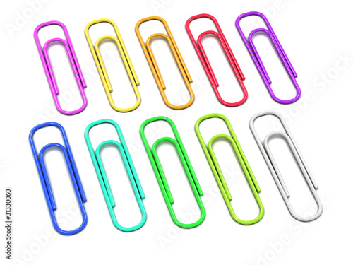3d Array of coloured paper clips