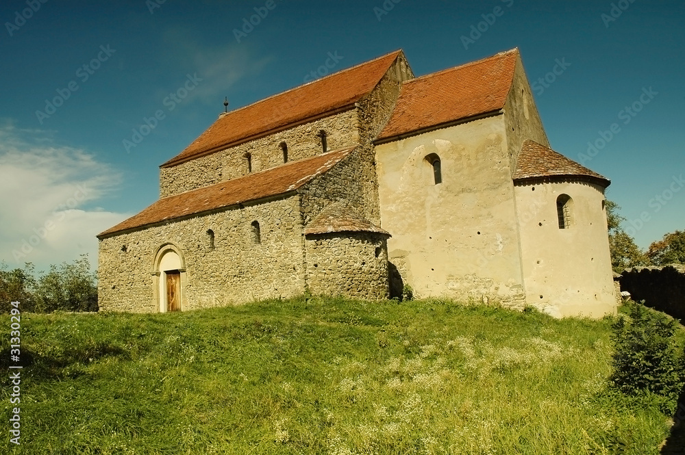 Old church in Romanesque style. Cisnadioara, Transylvania