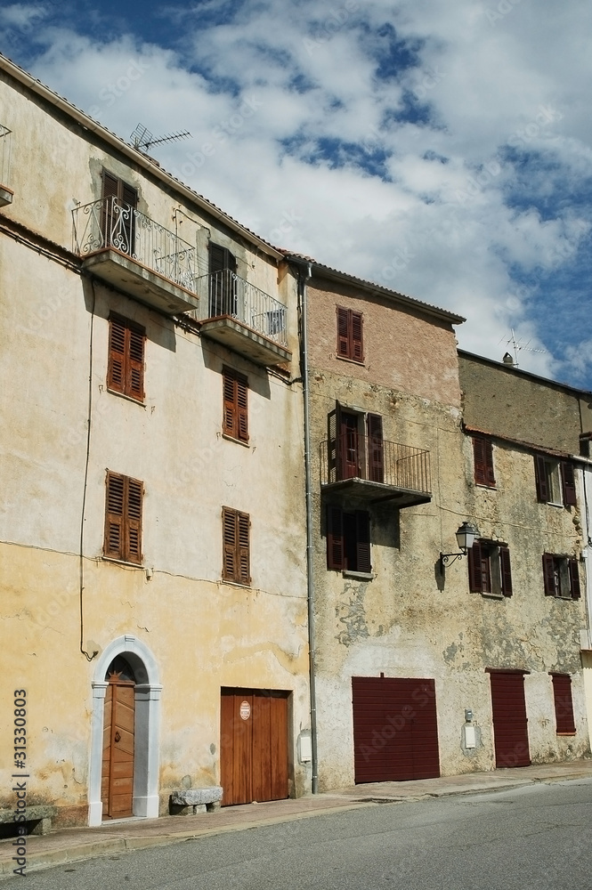 Street and old buildings. Venaco, Corsica