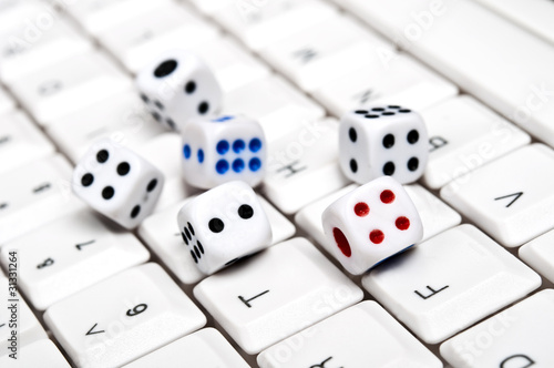 Dice on keyboard