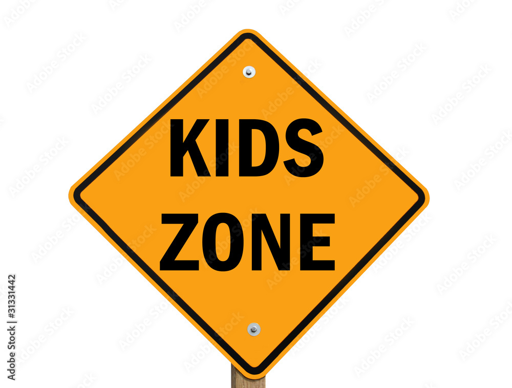 kids zone warning sign isolated kids zone warning sign isolated