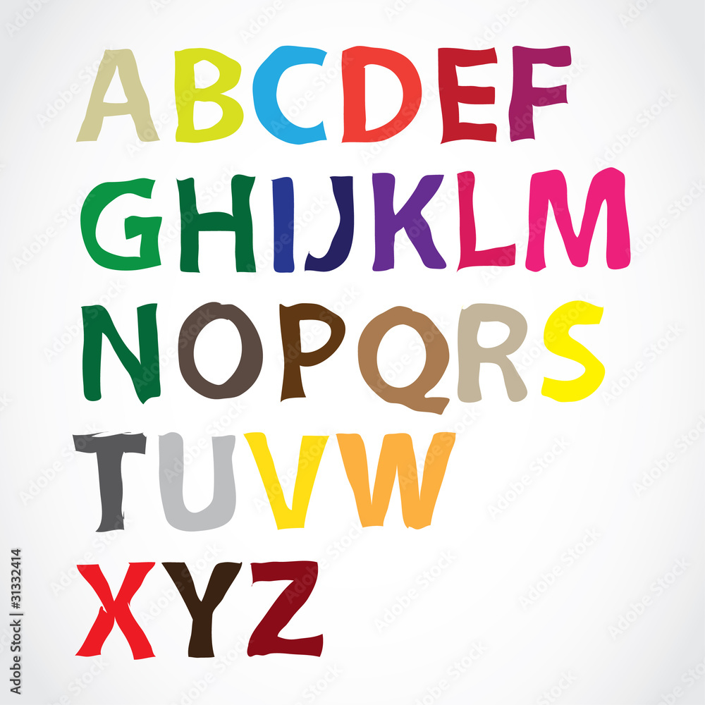 hand lettered color alphabet