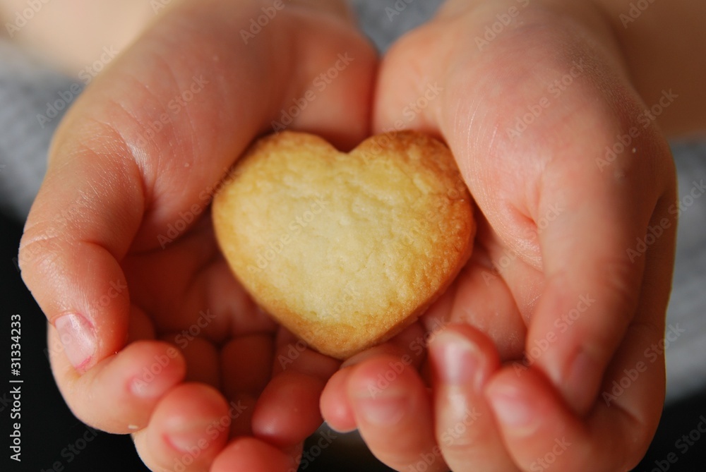 heart biscuit in the hands heart biscuit in the hands