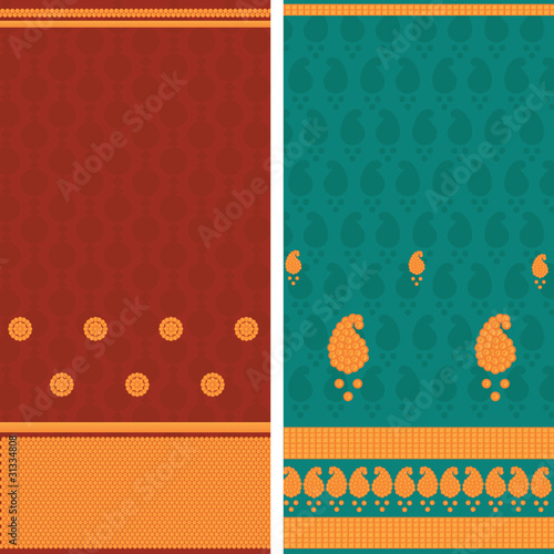 Indian Sari textile design, elaborate and easily editable