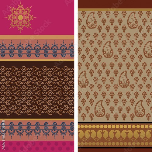 Indian Sari textile design, elaborate and easily editable