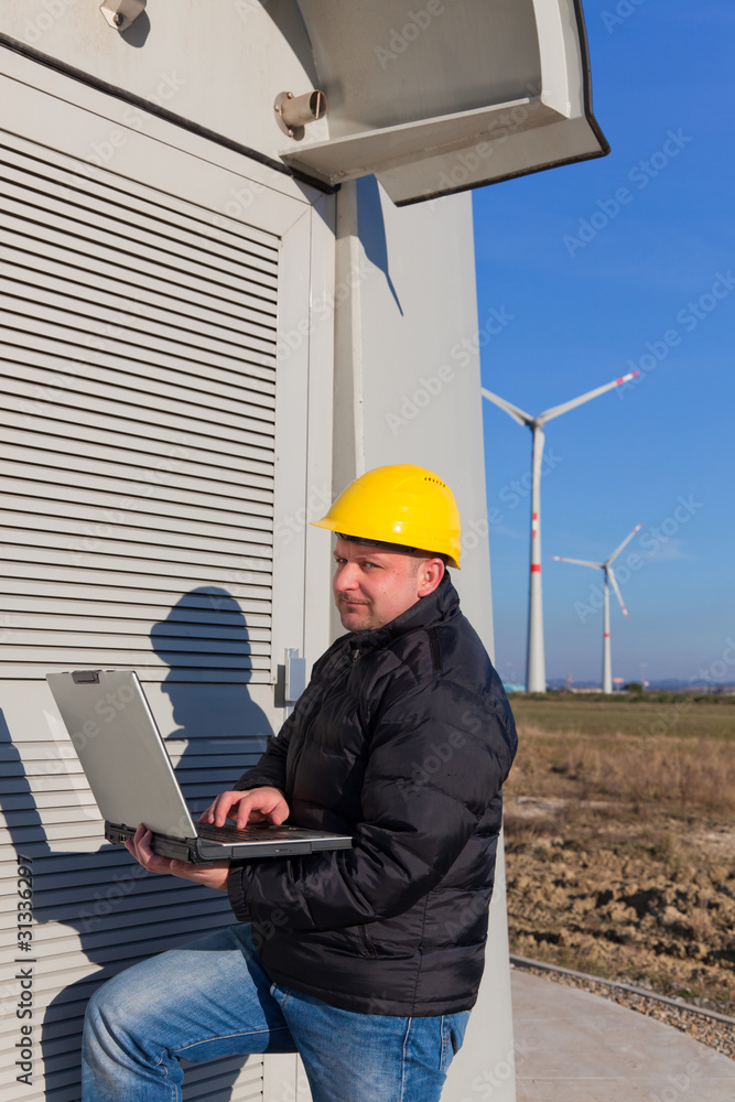 Technician Engineer in Wind Turbine Power Generator Station. Technician Engineer in Wind Turbine Power Generator Station.