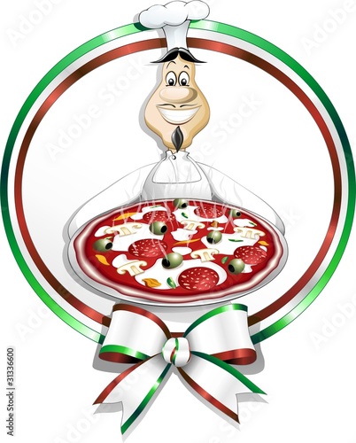 Pizzaiolo Italia Stemma Coccarda Tricolore-Italy Cook with Pizza