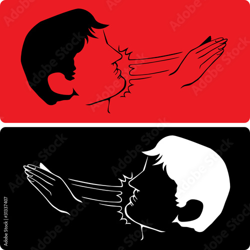 Woman hand slapping man on the face vector illustration