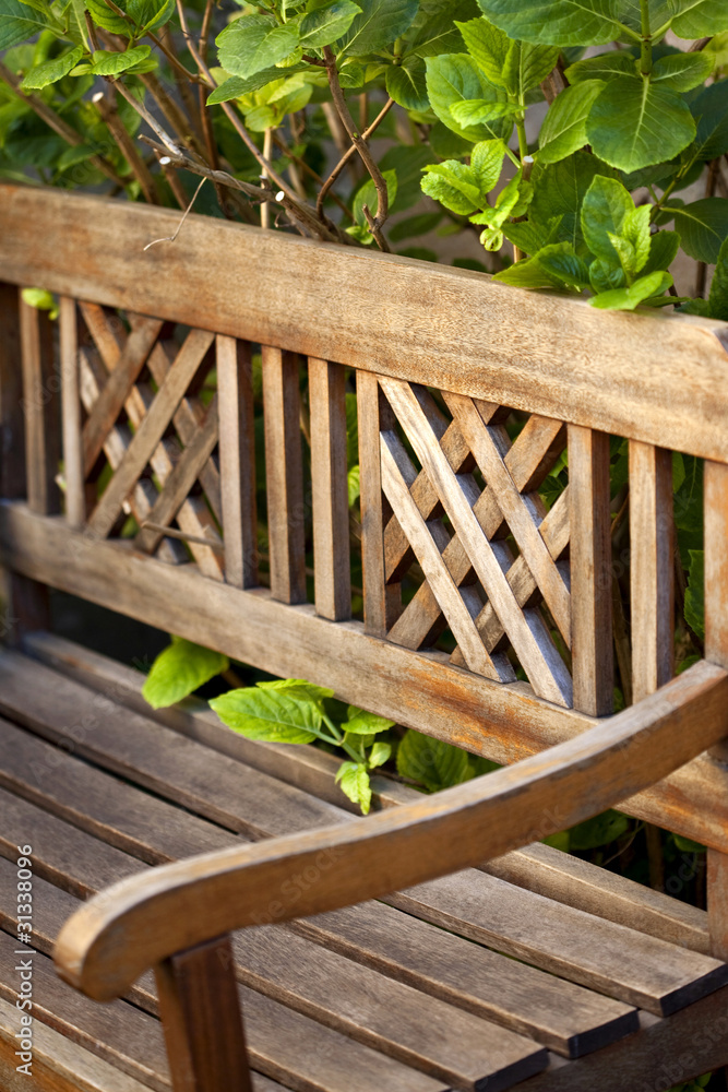 salon de jardin, banc, teck, mobilier, banquette, salon, été Stock Photo |  Adobe Stock